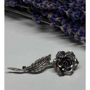 JEWELART 925 STERLING SILVER ROSE BROOCH
